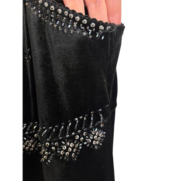 Ralph Lauren Denim Supply Dress Womens Large Velvet Mini Black Beaded - Picture 4 of 10